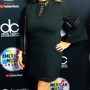 Flattering Black Fitted Dress with Embroidery